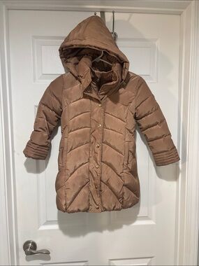RENOMA Youth Hooded Puffer Coat in Warm Chestnut Brown w/Removable Hood